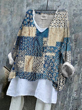 Load image into Gallery viewer, Floral Patchwork Japanese Sashiko Art Linen Blend Tunic