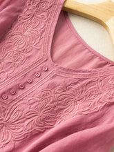 Load image into Gallery viewer, Women's Cotton Linen Embroidered Loose Casual T-Shirt