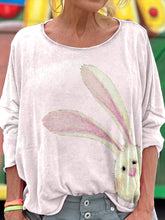 Load image into Gallery viewer, Cute Pink Rabbit Print Casual Round Neck T-shirt