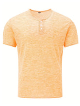 Load image into Gallery viewer, Men's Summer Solid Button Textured Short Sleeve Henley Shirt