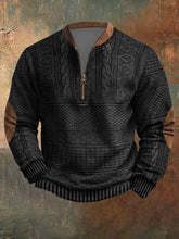 Load image into Gallery viewer, Men's Vintage Knit Print Zip-Up Sweatshirt