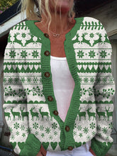 Load image into Gallery viewer, Women&#39;s Retro Christmas Style Print Cardigan