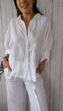 Load image into Gallery viewer, Cotton and Linen Tie Back Design Shirt