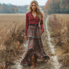 Load image into Gallery viewer, Women's Vintage V-neck Bohemian Pastoral Style Long-sleeve Maxi Long Dress