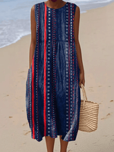 Load image into Gallery viewer, Women's Casual Print Round Neck Sleeveless Dress