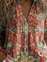Load image into Gallery viewer, Women's Vintage Lovely Floral Art Print Casual Long Sleeve Comfortable Cotton Shirt