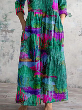 Load image into Gallery viewer, Women&#39;s Round Neck Undersea World Print Pattern Dress With Pockets