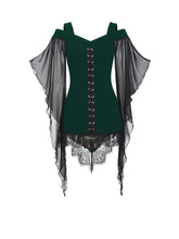 Load image into Gallery viewer, Halloween Solid Color Swing Sleeve Irregular Patchwork Top