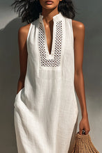 Load image into Gallery viewer, Women's Minimalist Sleeveless Maxi Dress With Cutout Neckline