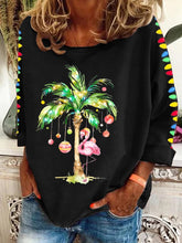 Load image into Gallery viewer, Women&#39;s Christmas Flamingo Print Crew Neck Sweatshirt