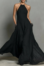 Load image into Gallery viewer, Women's Minimalist Linen Blend Halter Neck Sleeveless Maxi Dress