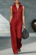 Load image into Gallery viewer, Women's Minimalist Loose-fitting White Trim Sleeveless Jumpsuit
