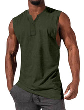 Load image into Gallery viewer, Men's Henley Basic Sleeveless T-Shirt