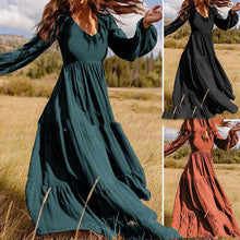 Load image into Gallery viewer, Women&#39;s Swing Dress Long Dress Maxi Dress Dark Green Brown Black