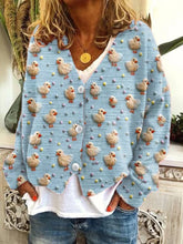 Load image into Gallery viewer, Women&#39;s Cute Little Chickens Print Casual Cardigan