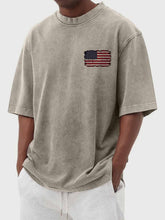 Load image into Gallery viewer, Men's Washed Vintage American Flag Print Short Sleeve T-Shirt
