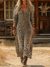 Load image into Gallery viewer, Women'S Casual V-Neck Color-Block Printed Long-Sleeved Dress