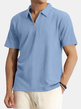 Load image into Gallery viewer, Men's Solid Color Waffle Casual Daily Short Sleeve Polo Shirt