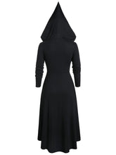 Load image into Gallery viewer, Halloween Punk Solid Rivet Waisted Pointed Hooded Dress