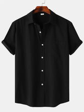 Load image into Gallery viewer, Men's Cotton And Linen Striped Texture Comfortable Pocket Daily Short-sleeved Shirt