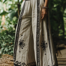 Load image into Gallery viewer, Bohemian Holiday Style Retro Linen Floral Ethnic Totem Print Casual Pants
