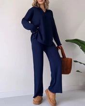 Load image into Gallery viewer, V-neck casual slit knitted two-piece set