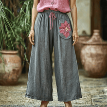Load image into Gallery viewer, Women's Linen Ethnic Bohemian Style Floral Casual Simple Wide-leg Trousers Pants