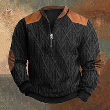 Load image into Gallery viewer, Men&#39;s Vintage Geometric Jacquard Stitching Knit Zip-Up Sweatshirt