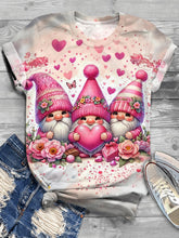 Load image into Gallery viewer, Love Heart Gnomes Crew Neck T-shirt