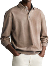 Load image into Gallery viewer, Men's Retro Distressed Comfortable Long Sleeve Lapel Polo Shirt