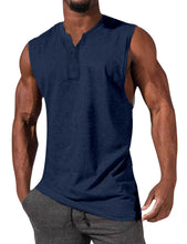 Load image into Gallery viewer, Men's Henley Basic Sleeveless T-Shirt