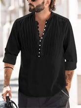 Load image into Gallery viewer, Men's Cotton Linen Wrinkle Casual Long Sleeve Shirt