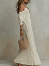 Load image into Gallery viewer, Bohemian One-Shoulder Textured Maxi Dress In Soft Ivory