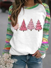 Load image into Gallery viewer, Women's Pink Christmas Tree Print Sweatshirt