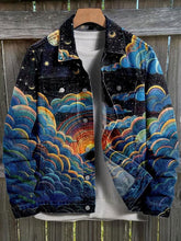 Load image into Gallery viewer, Psychedelic Sky Print Casual Denim Jacket