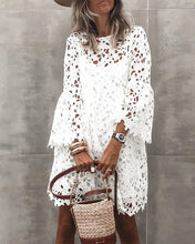 Load image into Gallery viewer, Women's Sheath Dress Long Sleeve Solid Color Lace Hollow Dress