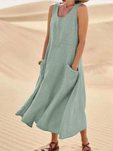 Load image into Gallery viewer, Women&#39;s Sleeveless Cotton And Linen Dress