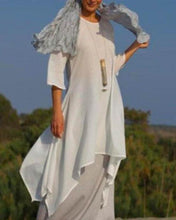 Load image into Gallery viewer, New Solid Color Linen Dress Loose Long-Sleeved Cotton Dress