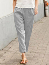 Load image into Gallery viewer, Women's Cotton Linen Solid Color Loose Pocket Harem Pants