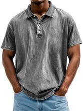 Load image into Gallery viewer, Men's Vintage Washed And Distressed Pure Cotton Lapel Short-sleeved Polo Shirt