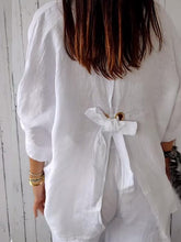Load image into Gallery viewer, Women's Cotton and Linen Solid Color Casual Shirt