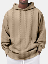 Load image into Gallery viewer, Men's Autumn Casual Solid Color Jacquard Comfortable Hooded Long-sleeved Sweatshirt
