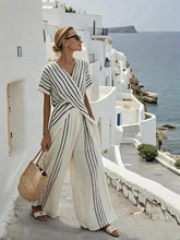 Load image into Gallery viewer, Women'S Loose Striped Resort Pants Set