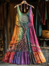 Load image into Gallery viewer, Vintage Life Of Tree Celtic Multicolour Tribal Art Comfy Tank Dress