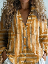 Load image into Gallery viewer, Modern Geometric Pattern Printed Women's Casual Long Sleeve Comfortable Cotton Shirt