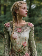 Load image into Gallery viewer, Vintage Floral Pattern Celtic Mythology Women's Long Sleeve Shirt