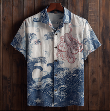 Load image into Gallery viewer, Men's Short-sleeve T-shirt With Ocean And Octopus Elements In Japanese Vacation Style
