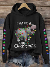 Load image into Gallery viewer, Women&#39;s I Want A Cute Hippopotamus For Christmas Holiday Gift Casual Hoodie