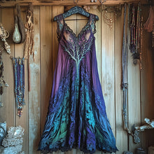 Load image into Gallery viewer, Women's Vintage Viking Tree Of Life Gradient Linen Sleeveless Dress