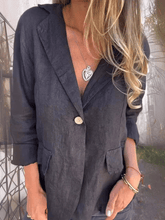 Load image into Gallery viewer, Women&#39;s Artistic Loose Solid Color Buttoned Cotton And Linen Suit Jacket